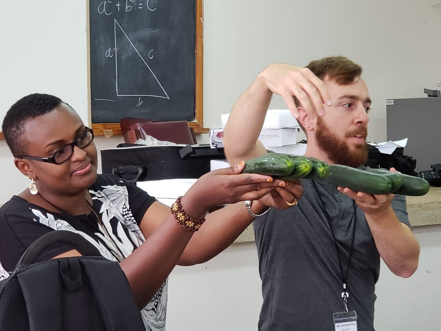 Batziakas teaches students about how to prolong the shelf life of cucumbers.