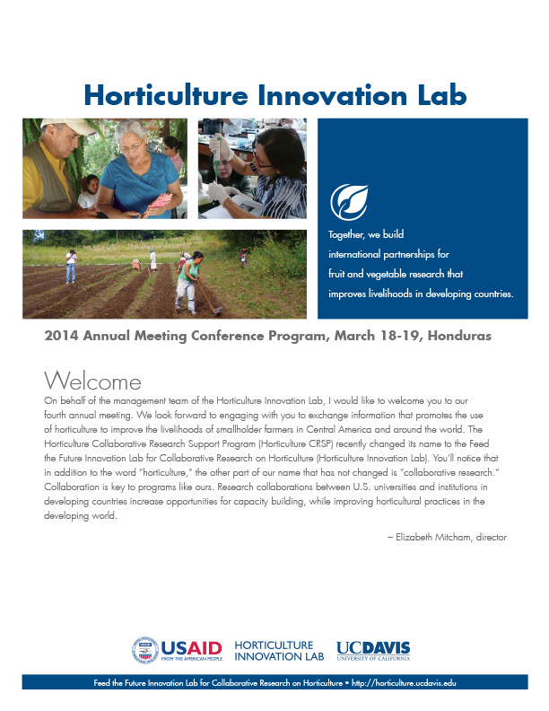 Event booklet cove - Horticulture Innovation Lab, Welcome, photo collage