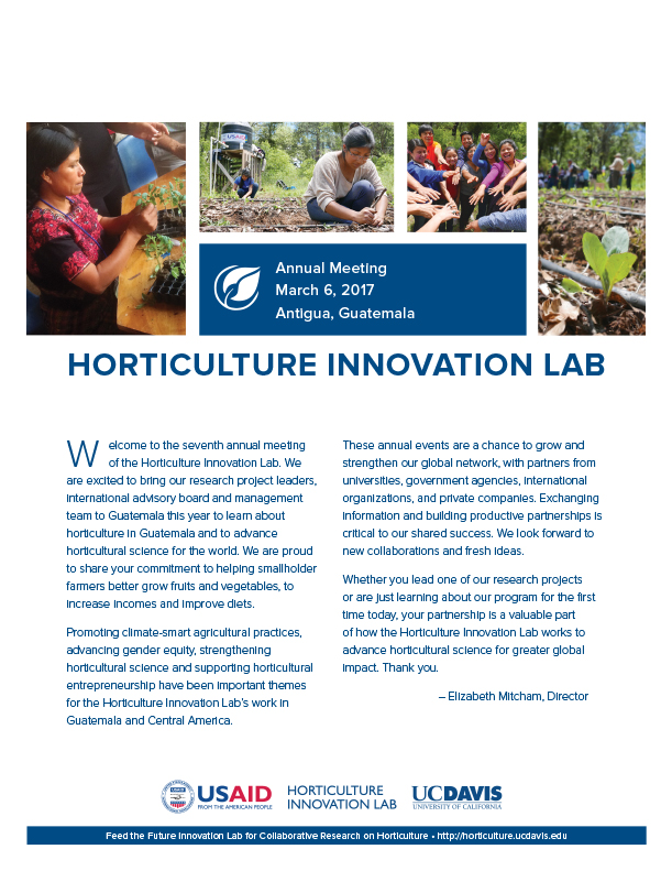 Cover of event booklet 2017 annual meeting Horticulture Innovation Lab
