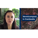 "Vermicompost in cambodia" on photo of worms in dirt, next to photo of speaker, LeGrand