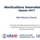 "Horticulture Innovation Lab, Update 2017, Beth Mitcham, Director" title slide