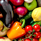 fresh fruits and vegetables - peppers, tomatoes, eggplant, lemons, and more