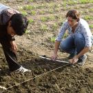 grad students working together on a field trial in Nepal